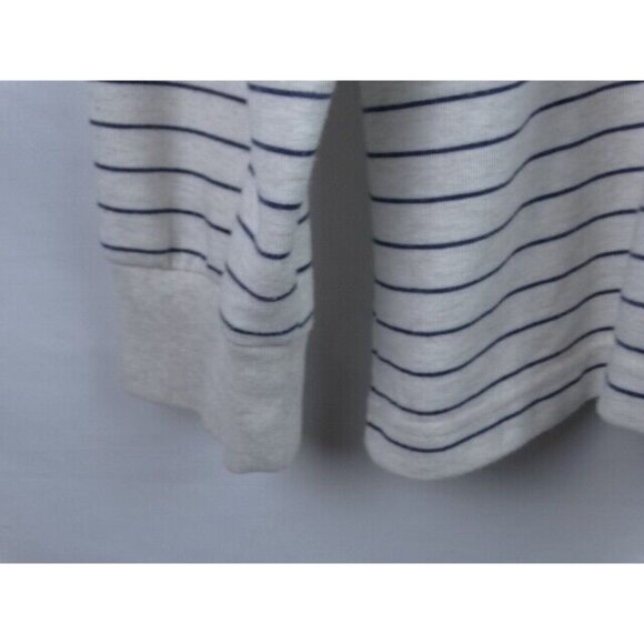 Chaps Men's Shirt Ivory Blue Striped Size XXL Heavy Long Sleeve 1/4 Zip Top - Picture 3 of 6